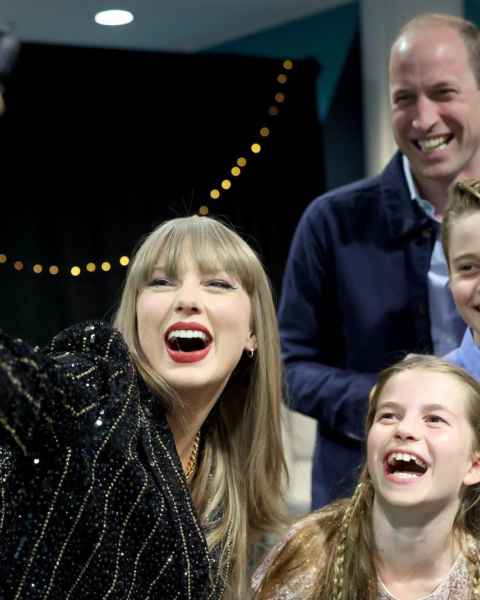 Taylor Swift took a great royal photo with the Prince of Wales, Prince George, and Princess Charlotte before her Wembley show.